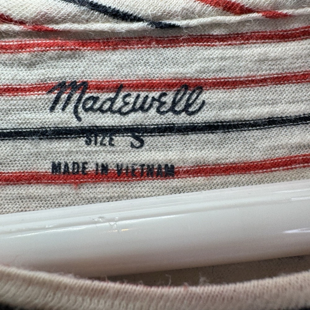 Madewell Striped T-Shirt Size S Patriotic Red Blue Cream Short Sleeve Casual - Picture 3 of 6